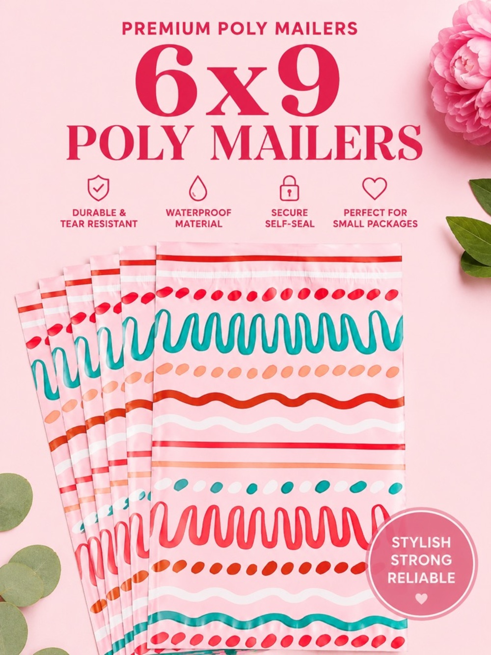 20 Pk Colorful Patterned Gift or Shipping Poly Mailers - 6x9